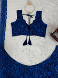 Beauty in Blue , Electric Blue Sequins Lehenga For Women-LASA001BL