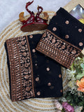 Yang Asha , Black beautiful designer sequins Saree Collection for women -TANVI001BS