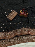 Yang Asha , Black beautiful designer sequins Saree Collection for women -TANVI001BS