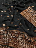 Yang Asha , Black beautiful designer sequins Saree Collection for women -TANVI001BS