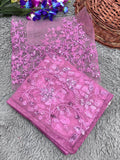 Pink Lady , beautiful Pink Net Saree with Sequins work -TANVI001PNS