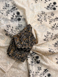 Black and White Pure Chanderi Cotton with Flower Embroidery on all over the saree-SSS001CBW