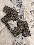 Black and White Pure Chanderi Cotton with Flower Embroidery on all over the saree-SSS001CBW