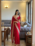 Beauty in Red , Premium Red designer sequins saree for women -FOF001RS