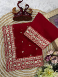 Beauty in Red , Premium Red designer sequins saree for women -FOF001RS