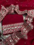 Beauty in Red , Premium Red designer sequins saree for women -FOF001RS