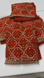 Orange shade Pure glass organza shirt with hand work -RIMP001SS