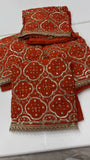 Orange shade Pure glass organza shirt with hand work -RIMP001SS