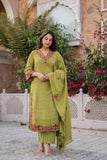 Green Premium Mal Cotton Salwar suit set with beautiful embroidery work -SOC001SSG