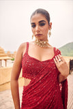 Diana Red , New Trending Bollywood Block Buster Red Sequins Georgette Saree for women -SATYA001RS