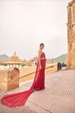Diana Red , New Trending Bollywood Block Buster Red Sequins Georgette Saree for women -SATYA001RS