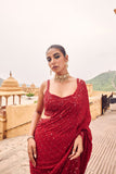 Diana Red , New Trending Bollywood Block Buster Red Sequins Georgette Saree for women -SATYA001RS