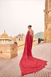 Diana Red , New Trending Bollywood Block Buster Red Sequins Georgette Saree for women -SATYA001RS