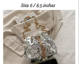 Silver  sequins  Designer  Stylish Vey Classy Sequins  Potli Sling Bag -KJ001PBE