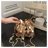 Rose Gold   sequins  Designer  Stylish Vey Classy Sequins  Potli Sling Bag -KJ001PBD