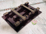 Rajastani Sawari Embossed Hand Painted Mango Wood Chairs &amp; Table Set -TILA001CTS