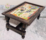 Rajastani Sawari Embossed Hand Painted Mango Wood Chairs &amp; Table Set -TILA001CTS
