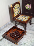 Rajastani Sawari Embossed Hand Painted Mango Wood Chairs &amp; Table Set -TILA001CTS