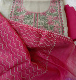 Pink Peony  , Handcrafted Pure Cotton Kurta with delicate shadow work embroidery-DEEP001SE