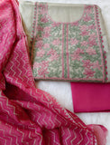 Pink Peony  , Handcrafted Pure Cotton Kurta with delicate shadow work embroidery-DEEP001SE