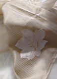 Susan , Graceful ivory organza saree featuring subtle floral appliqué work-DEEP001AW