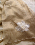 Susan , Graceful ivory organza saree featuring subtle floral appliqué work-DEEP001AW