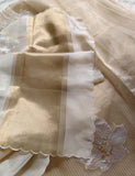 Susan , Graceful ivory organza saree featuring subtle floral appliqué work-DEEP001AW
