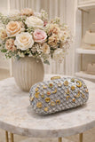Grey Beautiful Premium  Kundan work clutch bag for women -AKSH001CBB