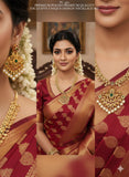 Snehalatha , Premium Matte Finish Temple Design Necklace Set for women -LUCK001TN