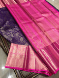Shylashree , Violet and Pink Combination Kanjivaram Silk Saree for wOmen - SACHI001VP