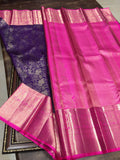 Shylashree , Violet and Pink Combination Kanjivaram Silk Saree for wOmen - SACHI001VP