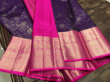 Shylashree , Violet and Pink Combination Kanjivaram Silk Saree for wOmen - SACHI001VP