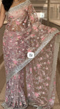 My Fair Lady , Pastel Pink Pure Net Fabric adorned with Heavy Parsi Emboidery and Original Mirror Work -21ETHNIC001PNS