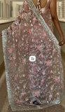 My Fair Lady , Pastel Pink Pure Net Fabric adorned with Heavy Parsi Emboidery and Original Mirror Work -21ETHNIC001PNS