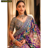 Yogita , elegant Chinon Digital Print Saree with Real Mirror work -DF001MW