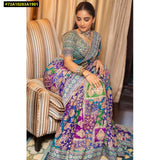 Yogita , elegant Chinon Digital Print Saree with Real Mirror work -DF001MW