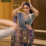 Yogita , elegant Chinon Digital Print Saree with Real Mirror work -DF001MW