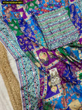 Yogita , elegant Chinon Digital Print Saree with Real Mirror work -DF001MW