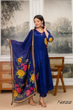 SHYAMALI , Premium natural crepe beautiful suit with printed dupatta having applique work on yoke sleeves-FOF001BSS