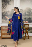 SHYAMALI , Premium natural crepe beautiful suit with printed dupatta having applique work on yoke sleeves-FOF001BSS