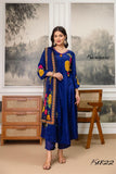 SHYAMALI , Premium natural crepe beautiful suit with printed dupatta having applique work on yoke sleeves-FOF001BSS