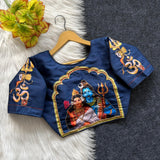 Shiv Parvathy Design Semi pure silk fabric Ready Made Blouse  with antique handcrafted work -SOC001RBDB
