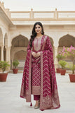 Red  Shade Banarsi Fancy Silk Salwar Suit Material for women -SPARK001RS