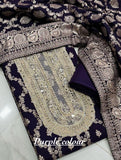 Blue  Shade Banarasi Fancy Silk Salwar Suit Material for women -SPARK001BS