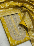 Yellow Shade Banarasi Fancy Silk Salwar Suit Material for women -SPARK001YS