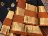 Sri Lakshmi , elegant Black and Mustard Yellow Combination Kanjivaram Silk Saree for women -SACHI001BLY