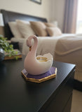 Graceful swan-shaped tealight holder on base gemstone Agate-AKSH001TH