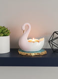 Graceful swan-shaped tealight holder on base gemstone Agate-AKSH001TH