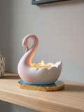 Graceful swan-shaped tealight holder on base gemstone Agate-AKSH001TH