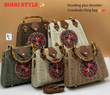 Cream Love ,Traditional Boho Style Rattan Sling Bag for women -MK001RBD